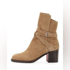 Christian Louboutin Beige/ Camel Suede leather Karistrap ankle boots EU 39.5